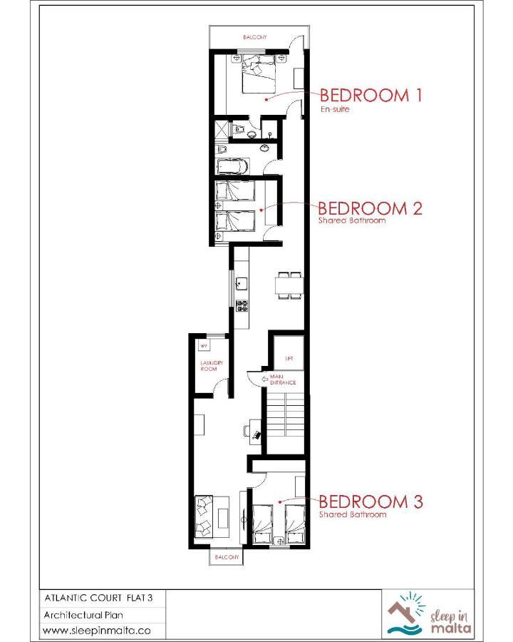 F3 Room 2, Private Room Two Single Beds Shared Bathroom 姆西达 外观 照片